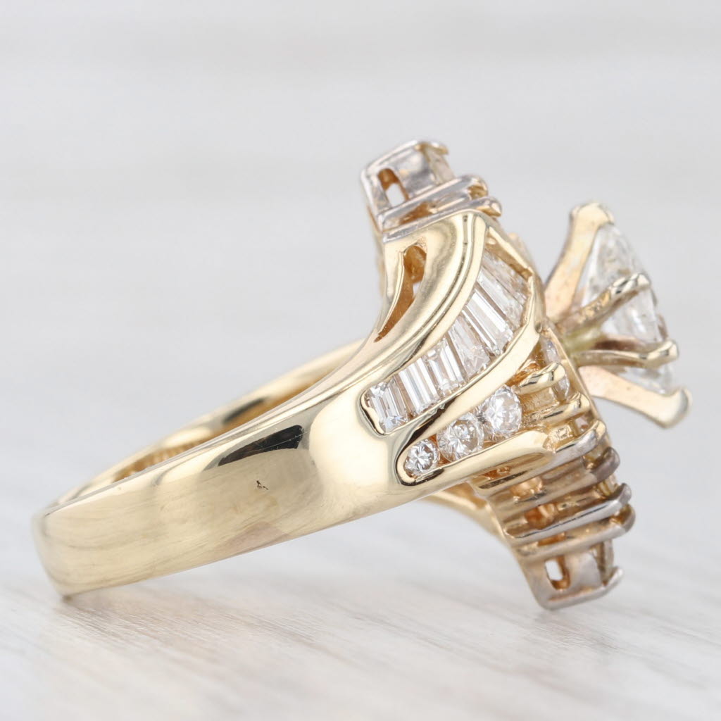 Light Gray 2.32ctw Diamond Bridal Engagement Ring 14k Yellow Gold Size 7.5 Bypass