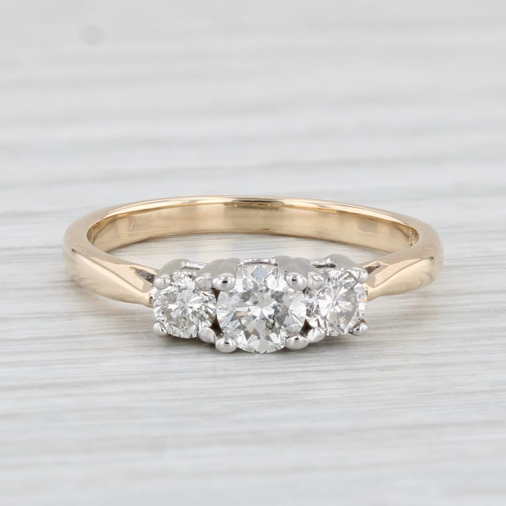 Light Gray 0.47ctw 3-Stone Diamond Engagement Ring 14k Gold Size 5 Round Brilliant