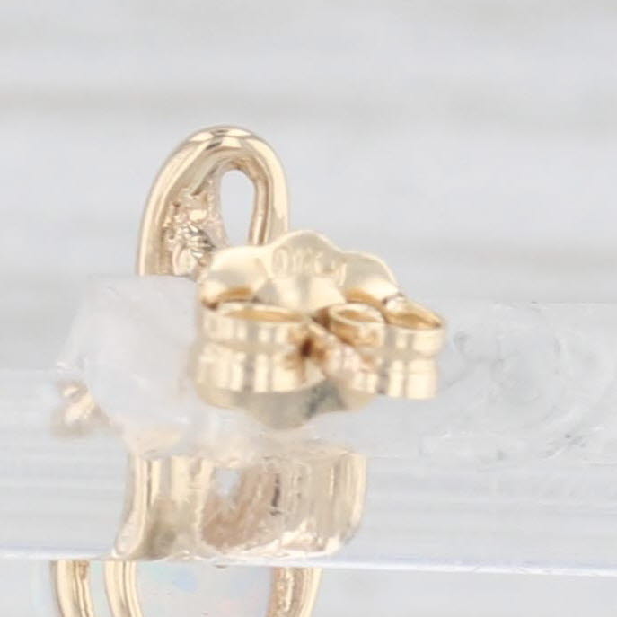 Light Gray Lab Created Opal Diamond Stud Earrings 10k Yellow Gold Small Drops