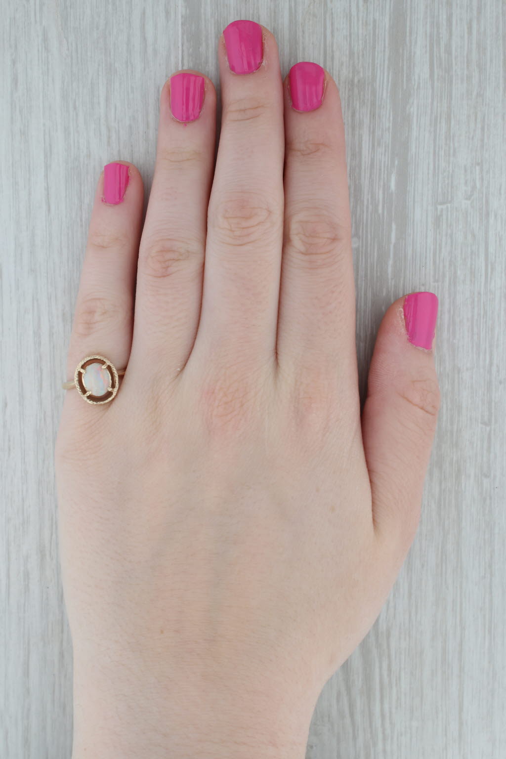 Dark Gray Oval Opal Solitaire Ring 10k Yellow Gold Size 6.5