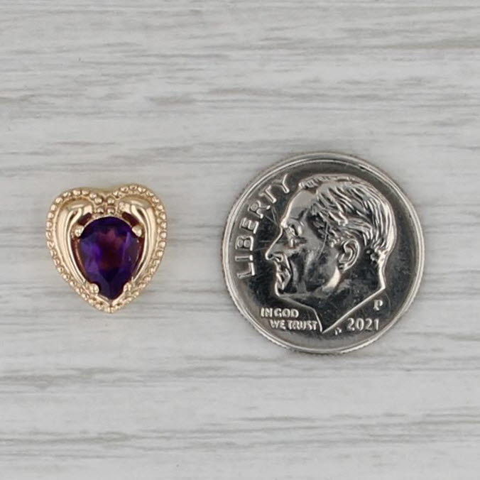 0.60ct Amethyst Heart Slide Bracelet Charm 14k Yellow Gold Vintage