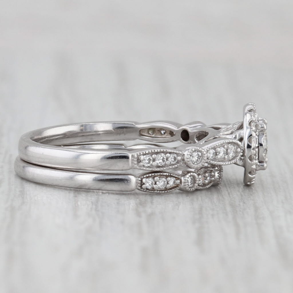 Gray 0.50ctw Diamond Engagement Ring Wedding Band Bridal Set 14k White Gold Size 7
