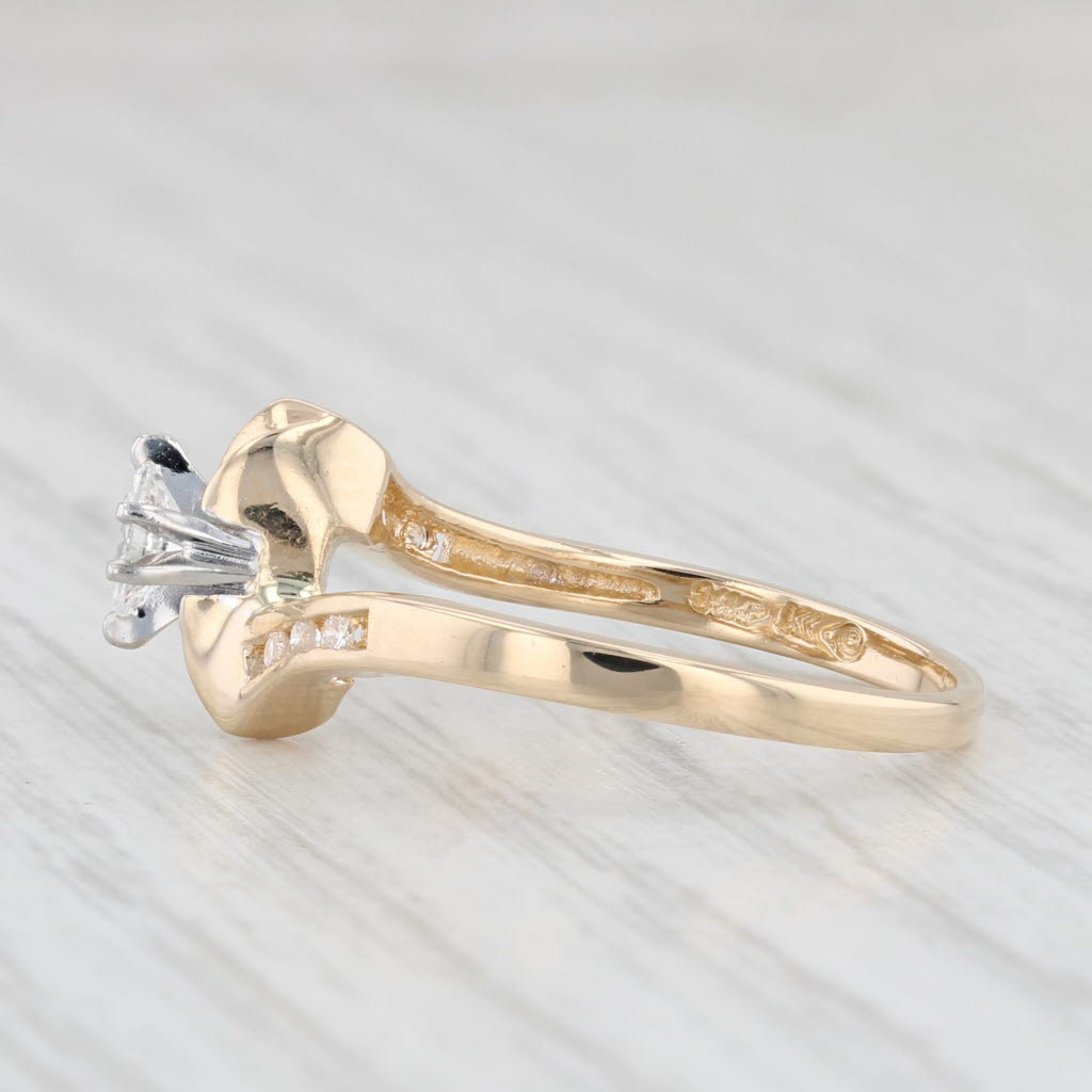 Light Gray 0.13ctw Marquise Diamond Engagement Ring 14k Yellow Gold Size 6.25 Bypass