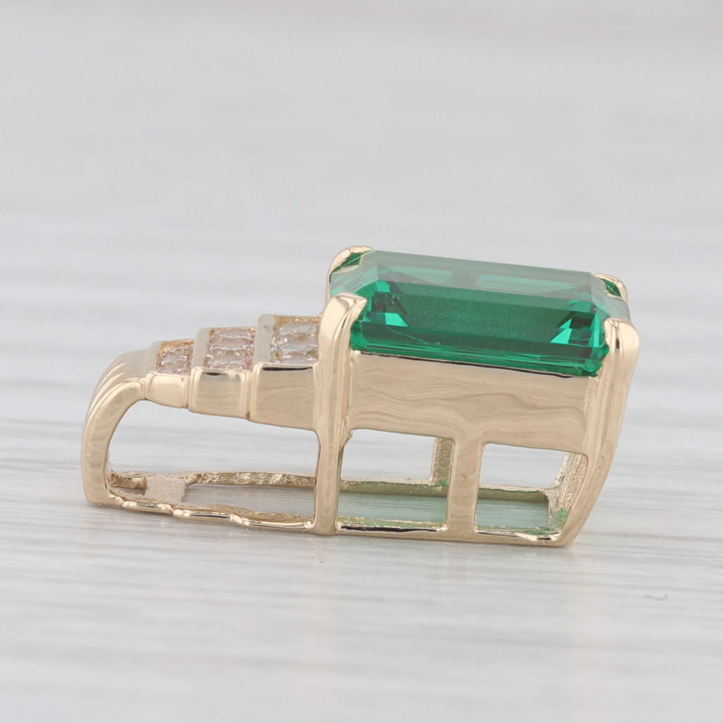 Light Gray 8.28ctw Simulated Emerald Cubic Zirconia Pendant 14k Yellow Gold