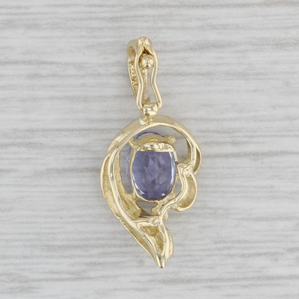 Gray 0.90ct Oval Tanzanite Diamond Pendant 14k Yellow Gold Enhancer Clip Bail