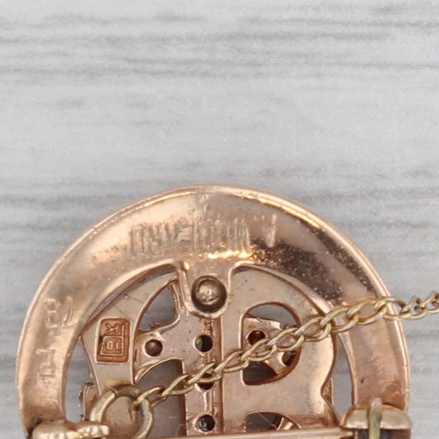 Gray Gamma Phi Beta Sorority Pin 10k Gold Pearl Diamond Vintage Crescent Rare