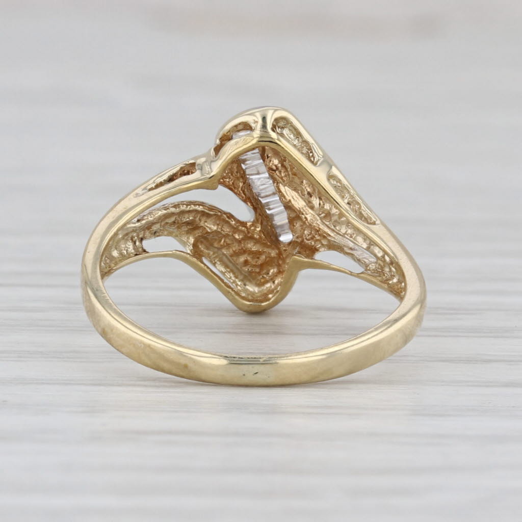 Diamond Bypass Ring 10k Yellow Gold Size 5.5