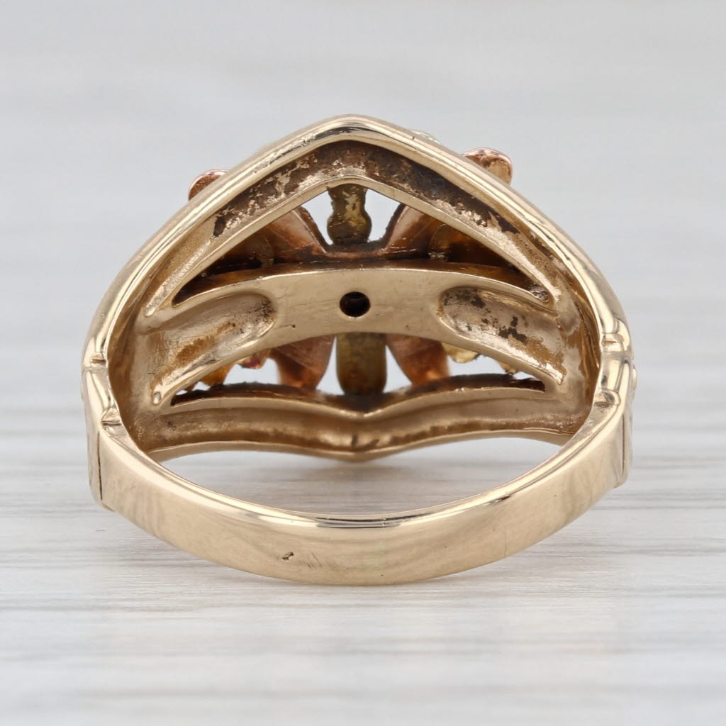 Black Hills Gold Butterfly Ring 10k Yellow Green Rose Gold Size 4.5 Dakota West