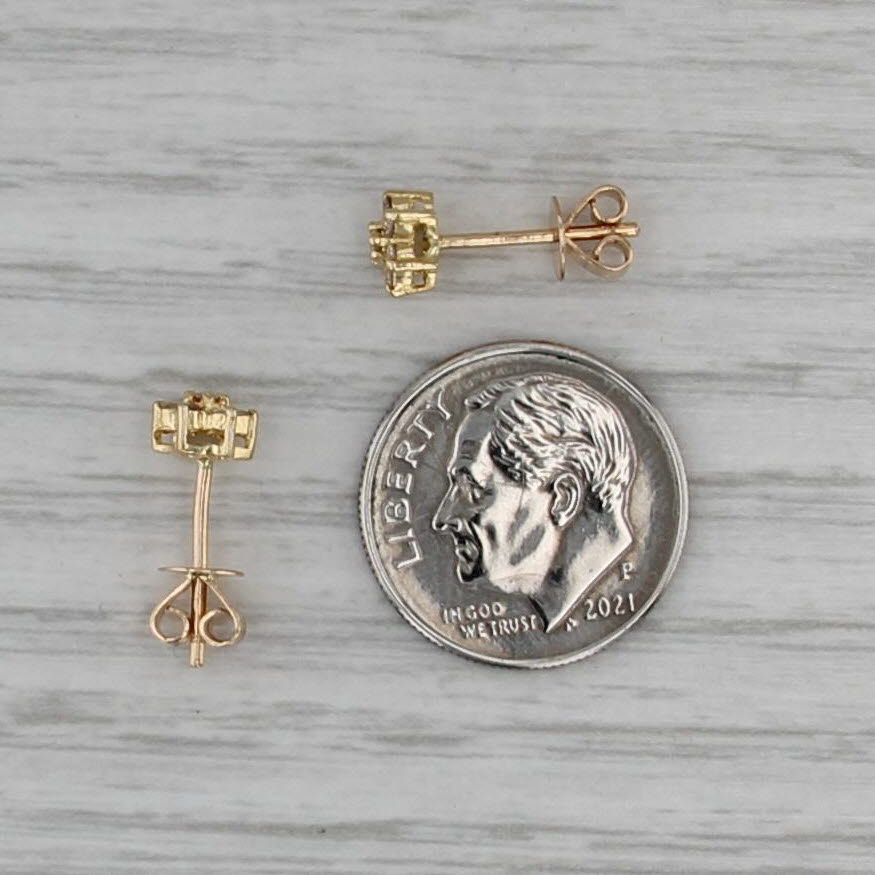 0.20ctw Diamond Stud Earrings 18k Yellow Gold Small Flower Studs