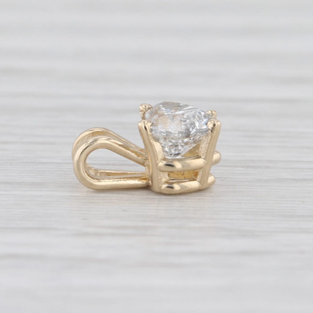 New 0.29 Heart Diamond Solitaire Pendant 14k Yellow Gold Small Drop