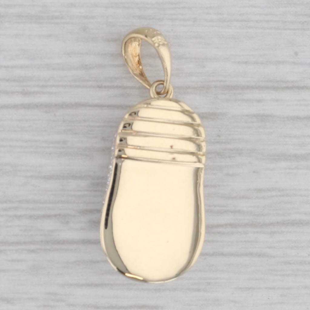 Gray Diamond Accented Baby Shoe Booty Charm 14k Yellow White Gold Pendant