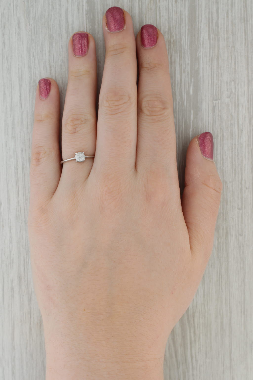 Dark Gray 0.45ct Round Brilliant Solitaire Engagement Ring 10k White Gold Size 8