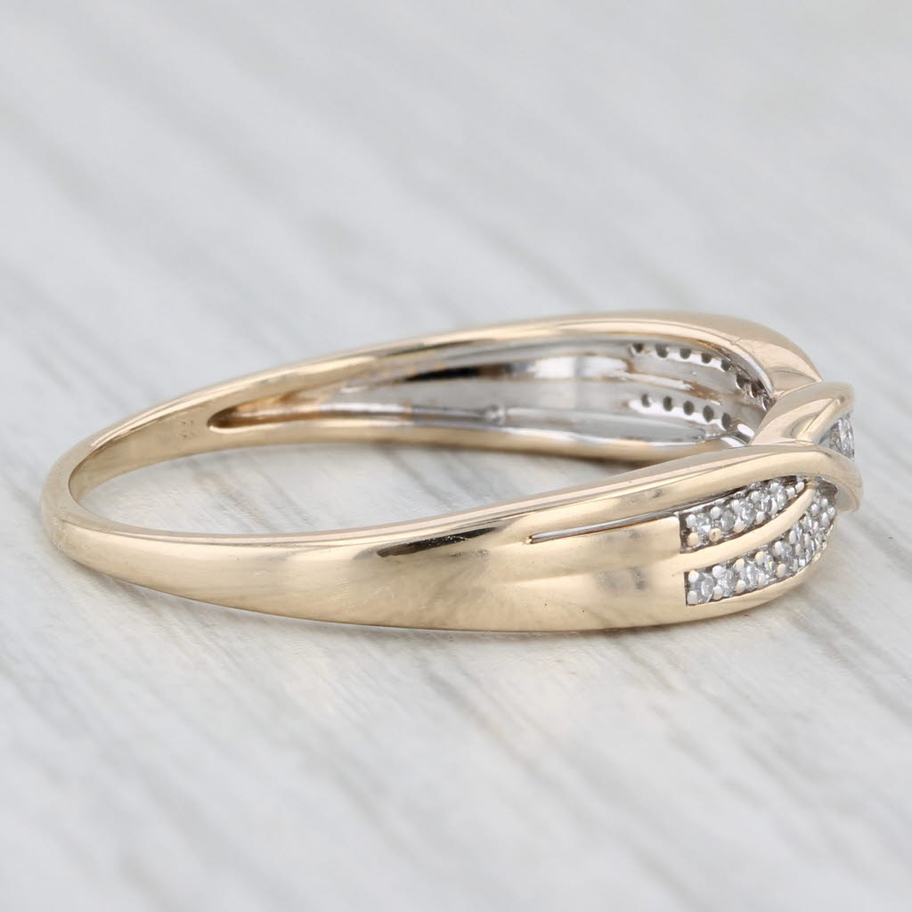 Light Gray Woven Diamond Ring 10k Yellow Gold Size 10.25 Stackable Anniversary Ring