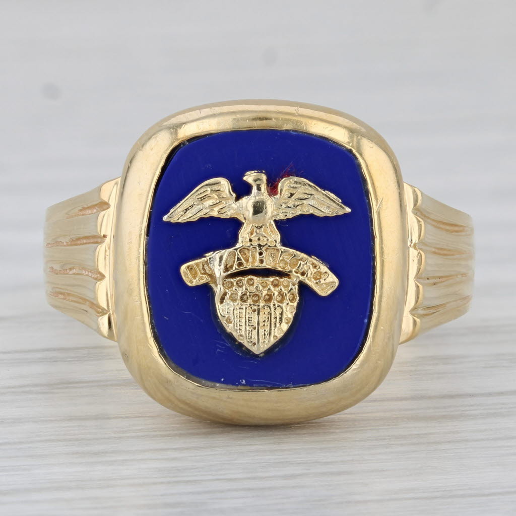 Gray Air Force Ring Sterling Silver Gold Plated Size 11 US Military Service Signet