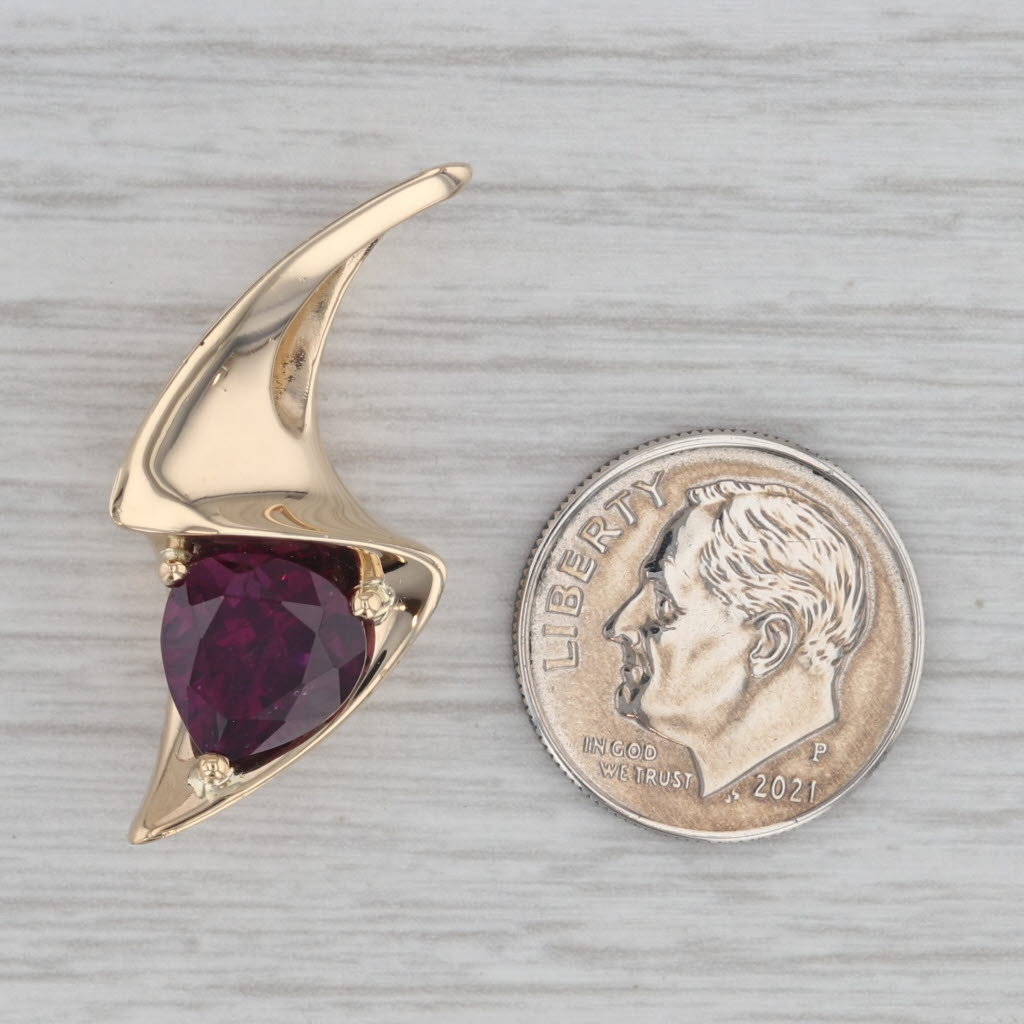 Gray Rhodolite Garnet Abstract Pendant 14k Yellow Gold Drop