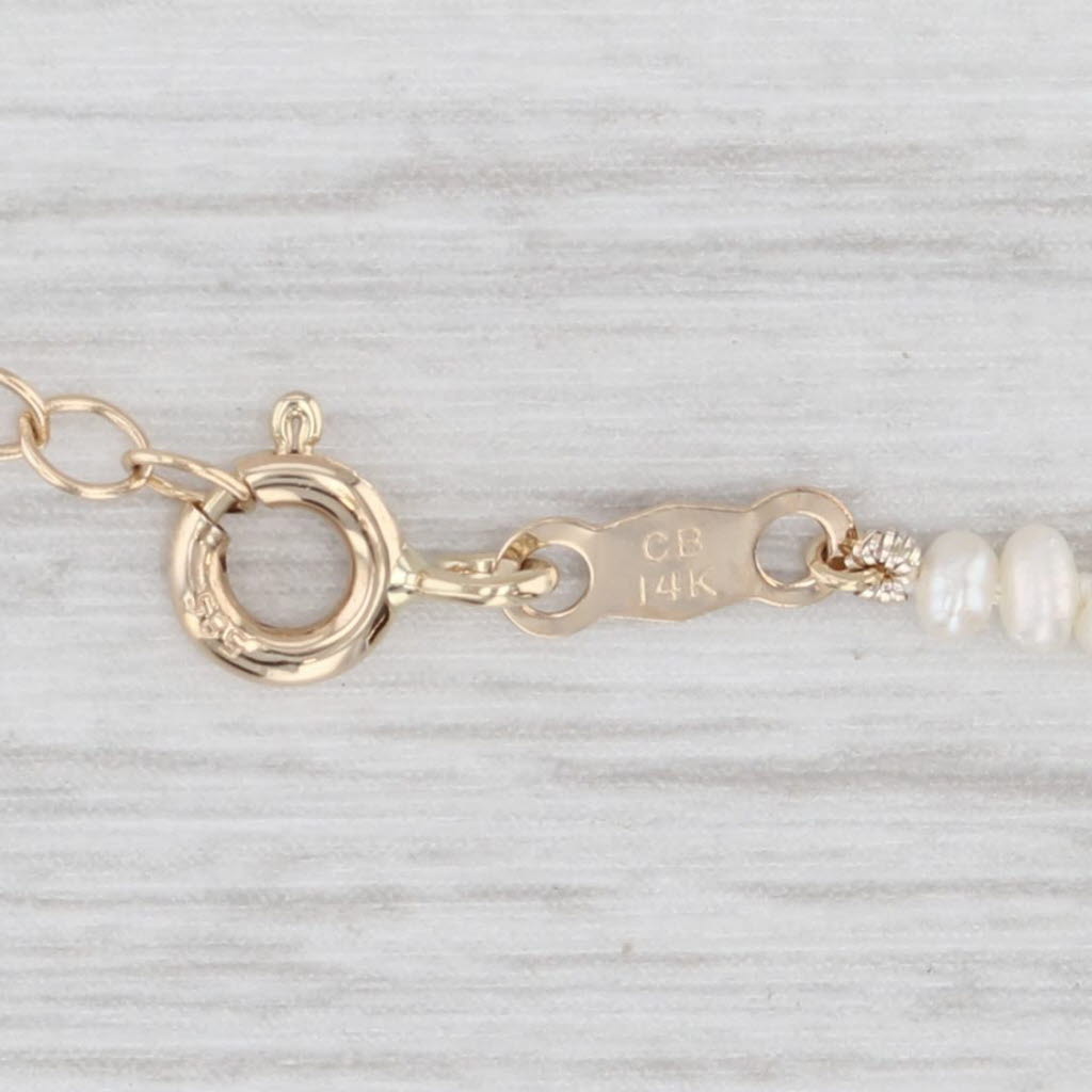 Light Gray Baroque Pearl Single Bead Strand Necklace 14-16" 14k Yellow Gold Adjustable