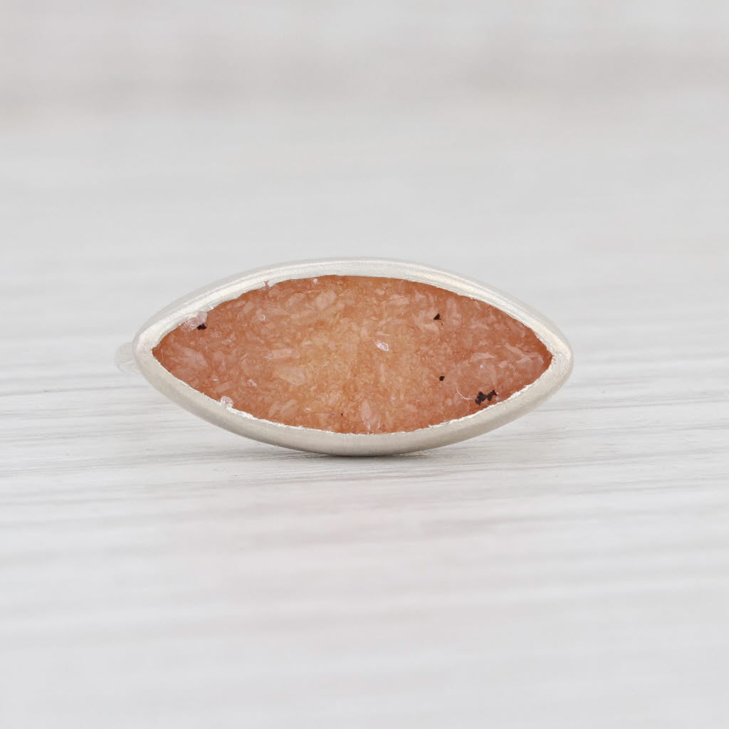 New Nina Nguyen Ring Bronze Sand Druzy Quartz Sterling Silver Size 7.25