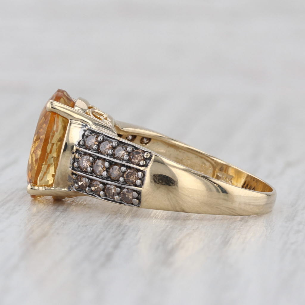 Citrine Champagne Diamond Ring 10k Yellow Gold Size 8.25 Cocktail