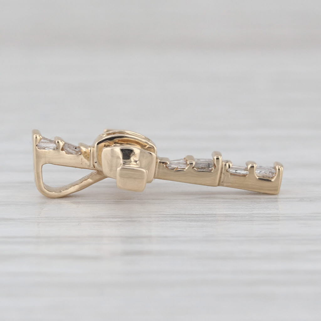 0.27ctw Diamond Cross Pendant 14k Yellow Gold Small Floating Drop