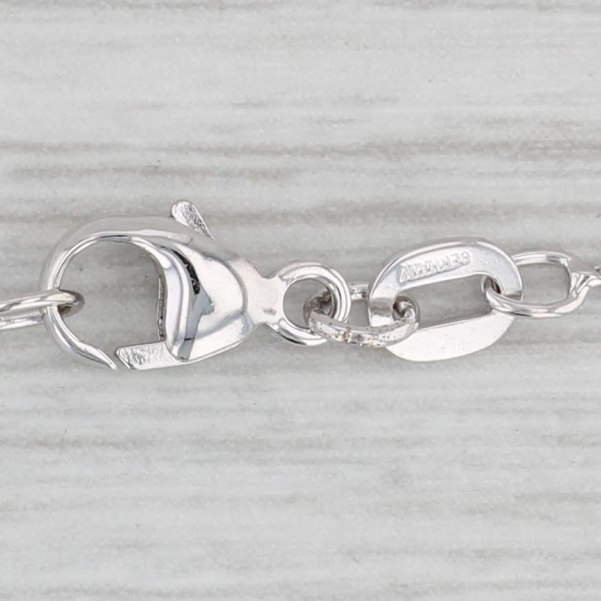 Light Gray 0.15ctw Diamond Eternity Circle Pendant Necklace 14k White Gold Wheat Chain
