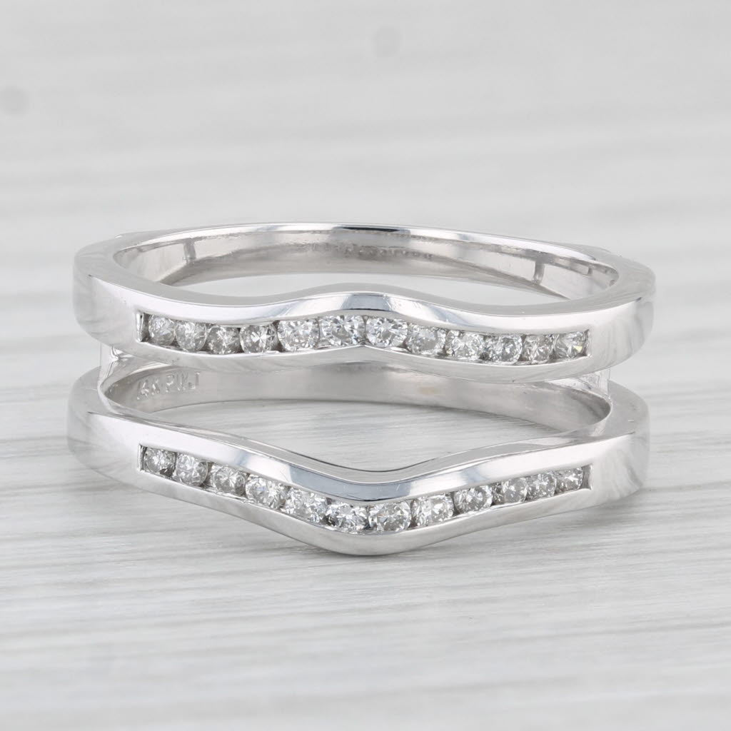 Light Gray 0.33ctw Diamond Jacket Guard Ring 14k White Gold Size 7 Wedding Band