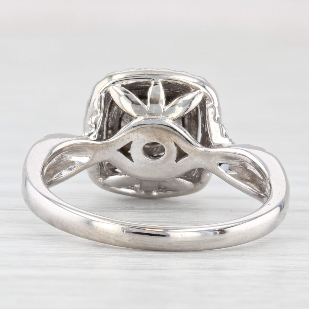 Light Gray 0.60ctw Round Diamond Halo Engagement Ring 10k White Gold Size 7