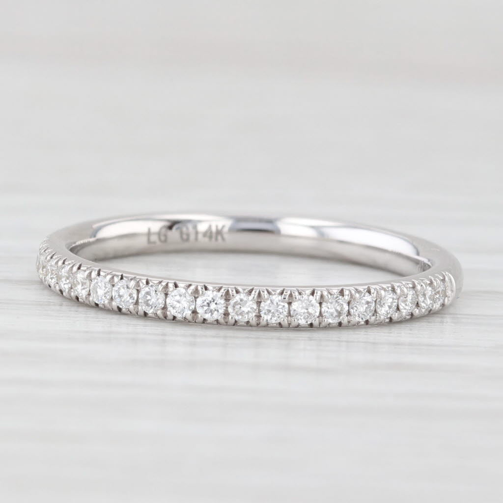 New 0.22ctw Lab Grown Diamond Wedding Band 14k White Gold S 6.5 Stackable Ring