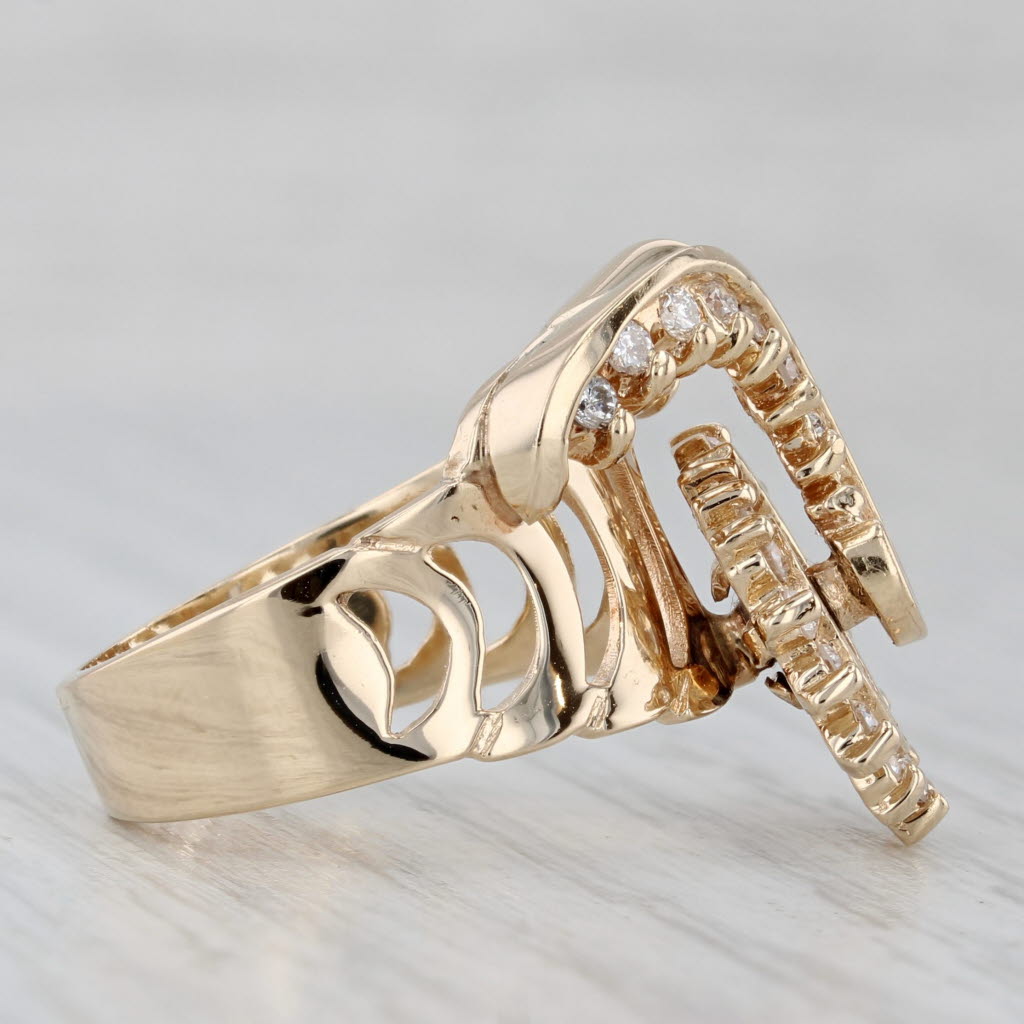 Gray 0.61ctw Rolling Spinning Diamond Swirl Ring 14k Yellow Gold Size 6.25