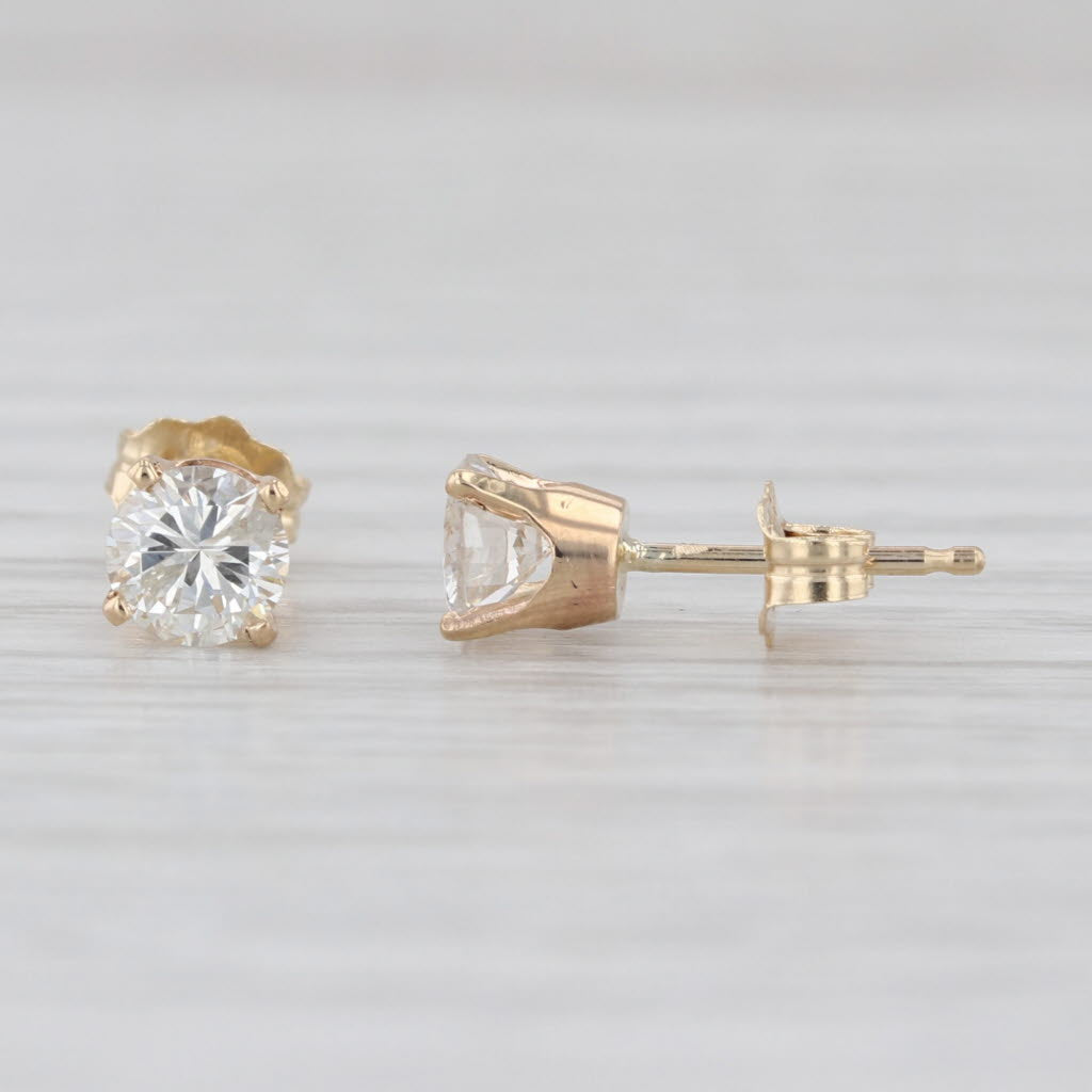 1ctw Round Diamond Solitaire Stud Earrings 10k Yellow Gold Studs