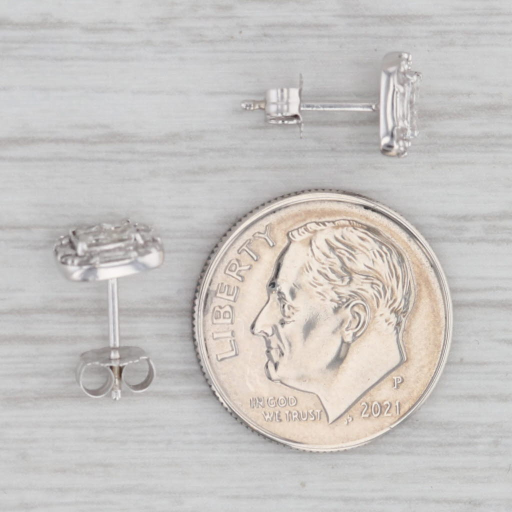 Gray 0.52ctw Diamond Halo Stud Earrings 10k White Gold