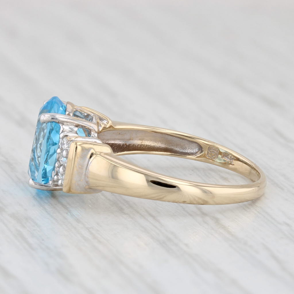 Light Gray 3.28ctw Oval Blue Topaz Diamond Ring 14k Yellow Gold Size 7