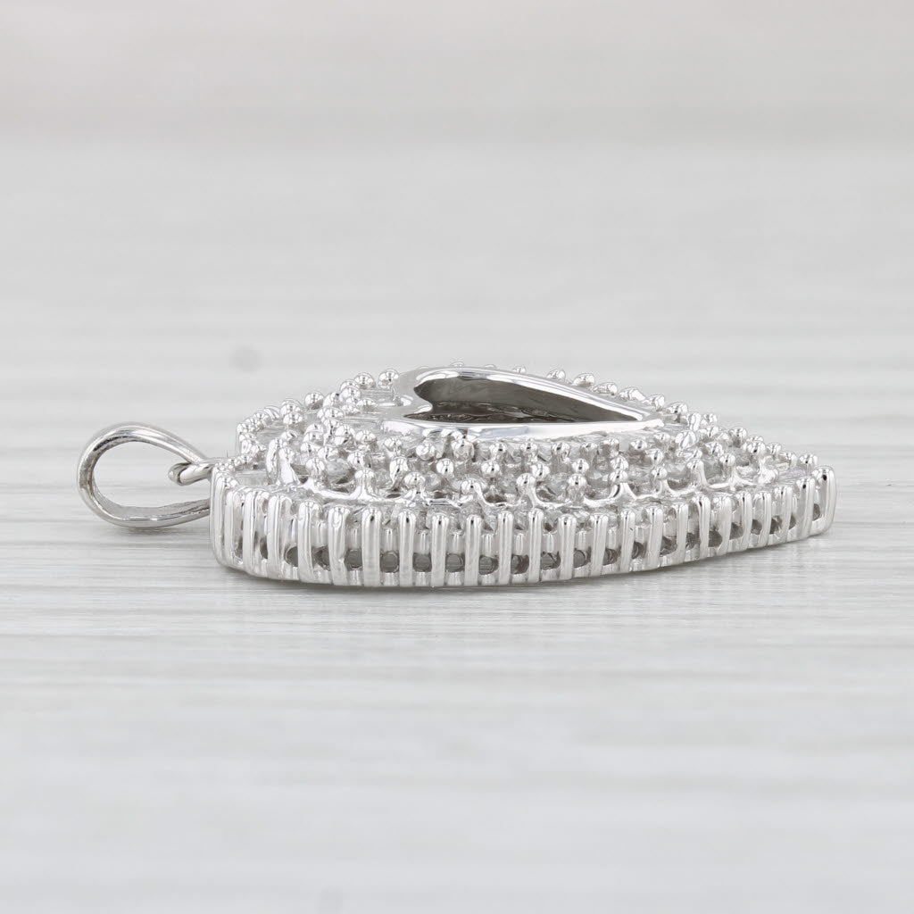 Light Gray 1.27ctw Diamond Open Heart Pendant 10k White Gold