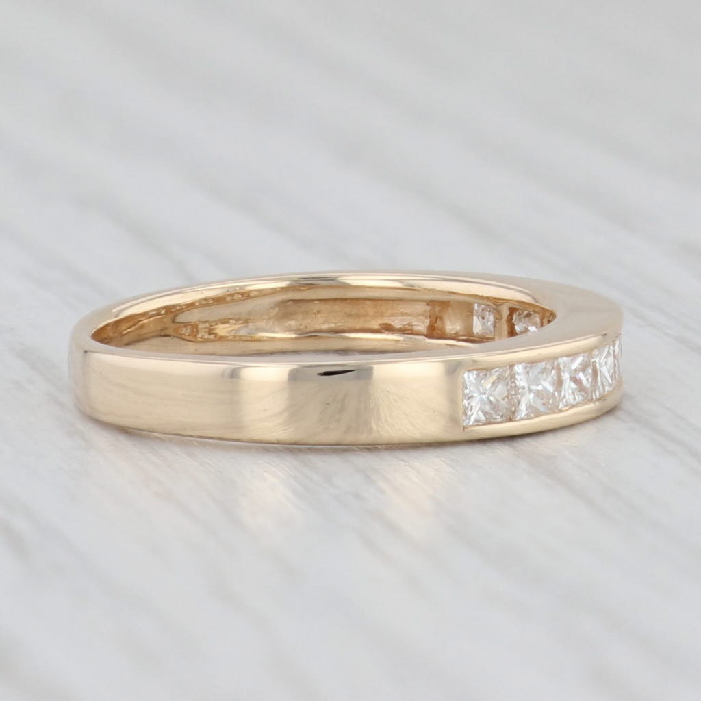 Light Gray 0.60ctw Princess Diamond Ring 14k Yellow Gold Size 5.75 Wedding Band