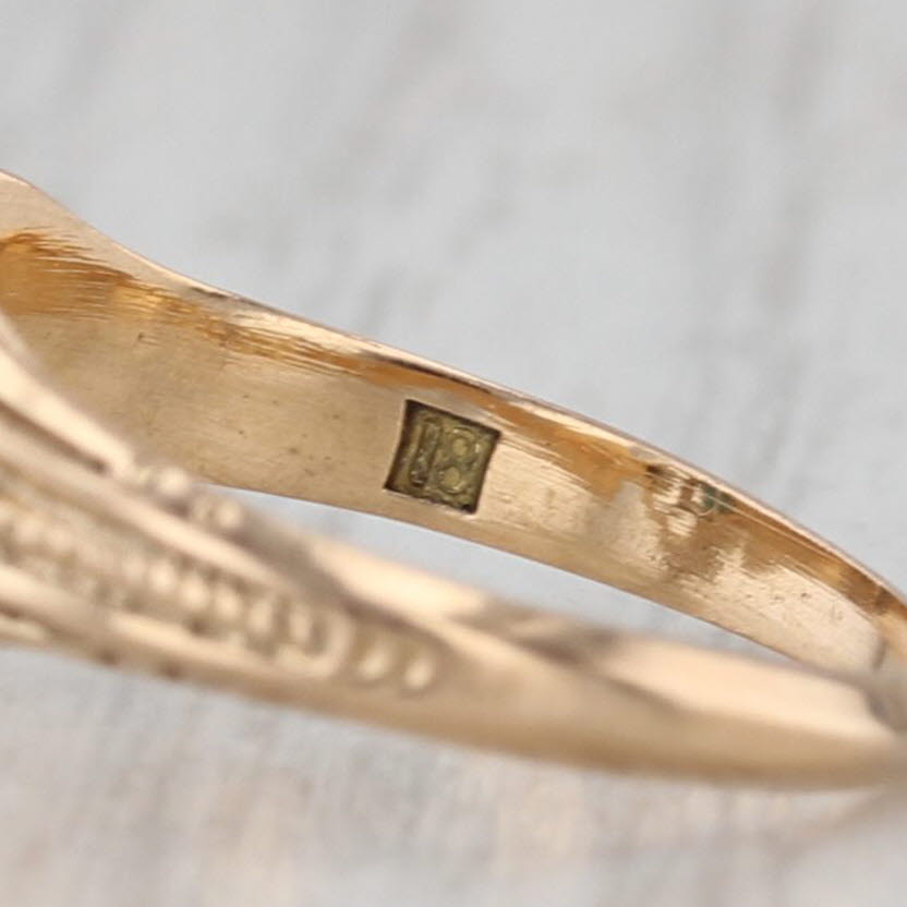 Antique Rose Cut Diamond Ring 18k Yellow Gold Size 4.25 Ornate