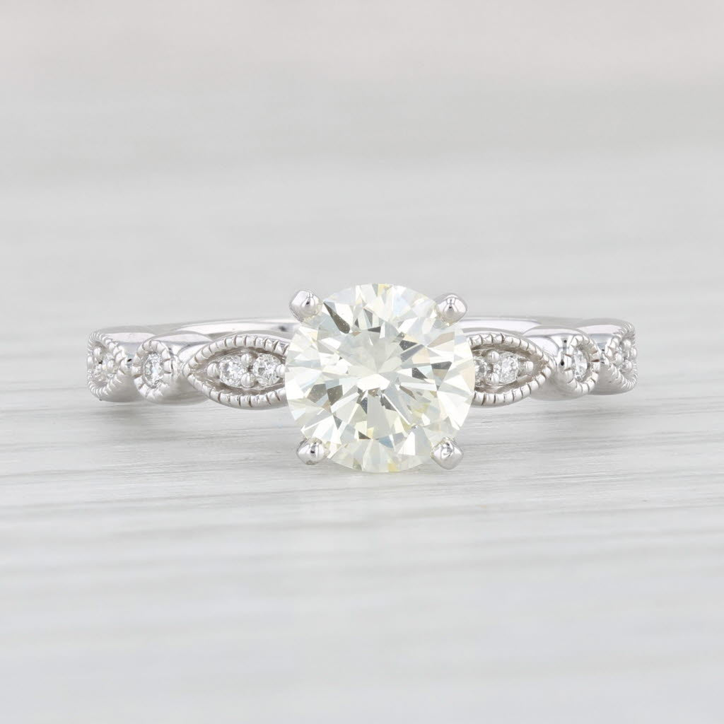 Light Gray 1.25ctw VS1 Round Diamond Engagement Ring 14k White Gold Size 5.25 GIA