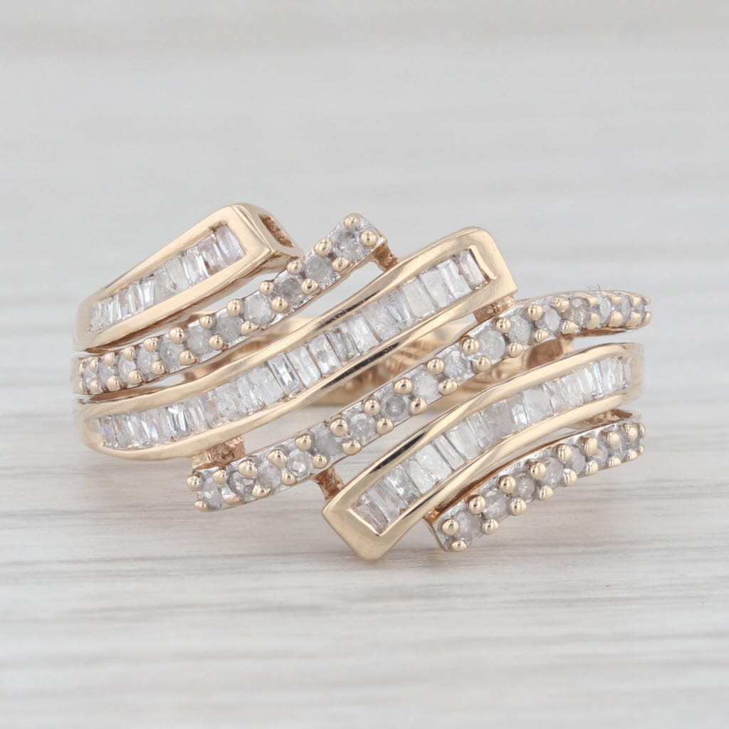 Light Gray 0.50ctw Diamond Bypass Ring 10k Yellow Gold Size 7.25