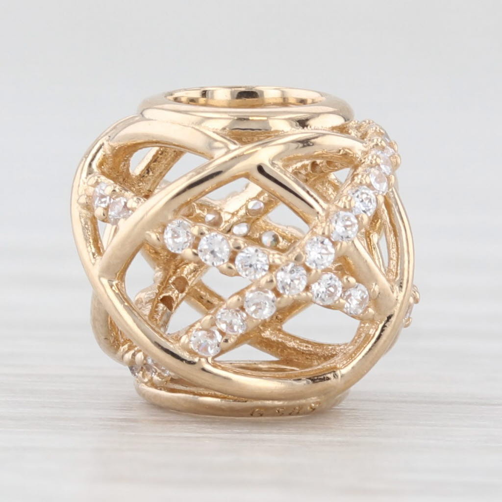 Authentic Pandora Openwork Abstract Orbit Charm 14k Gold 750827CZ Cubic Zirconia