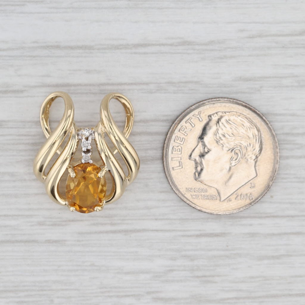 1.13ctw Oval Citrine Diamond Pendant 14k Yellow Gold Slide