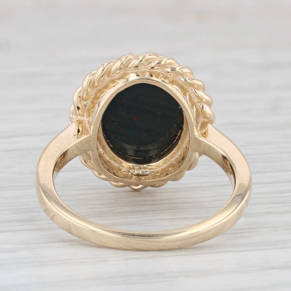 Light Gray Vintage Bloodstone Ring 14k Yellow Gold Size 6.75 Oval Solitaire