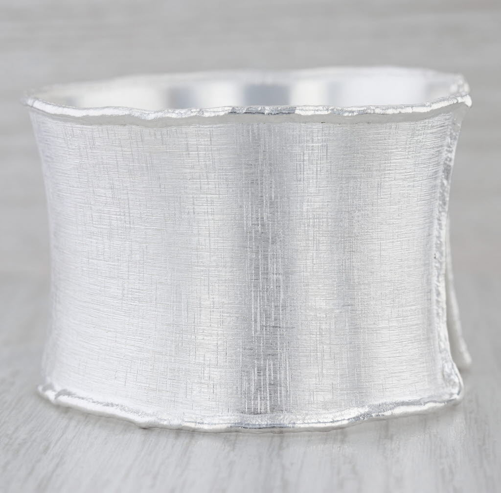 Milor Italy Brushed Silver Cuff Bracelet Sterling Statement 7.5" 41mm