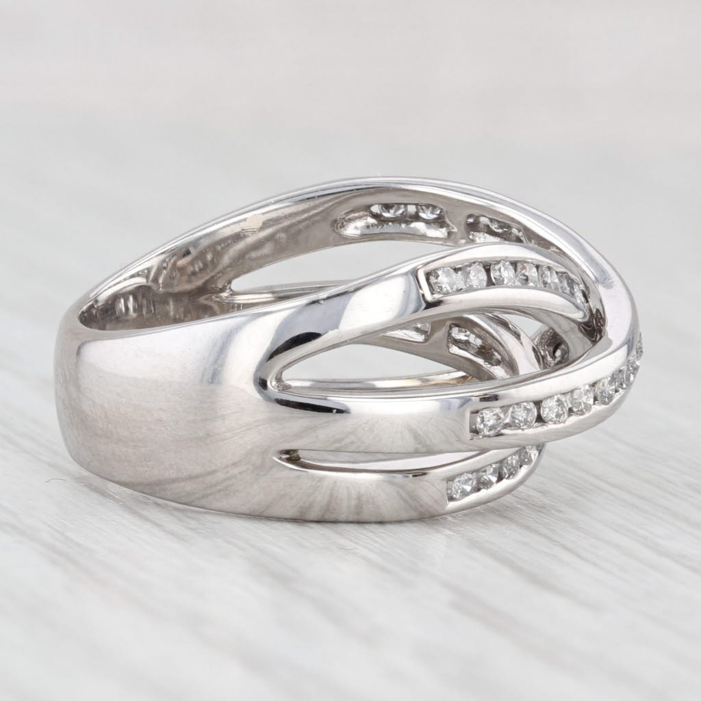 Light Gray 0.60ctw Diamond Overlay Layered Band Ring 14k White Gold Size 7.25