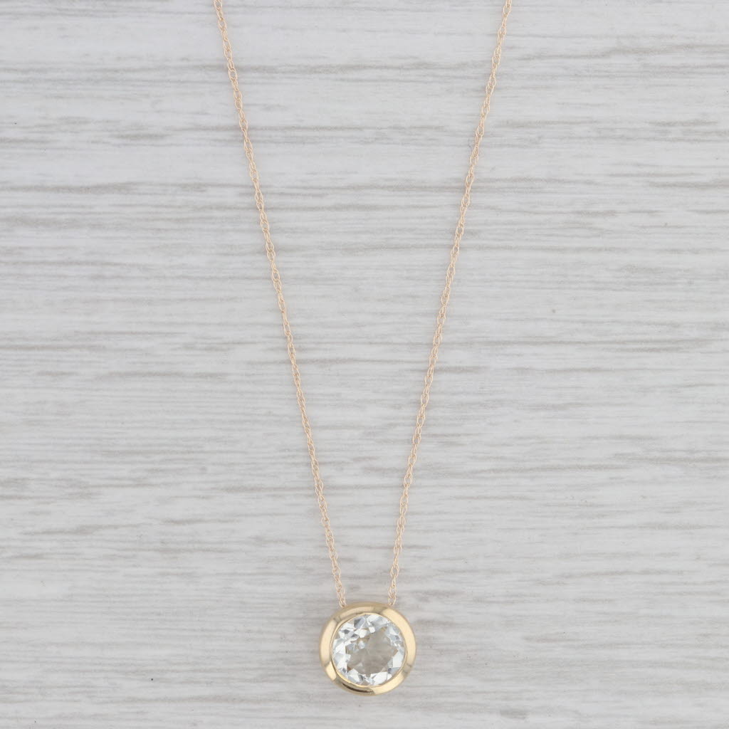 Light Gray New 1.20ct Prasiolite Round Solitaire Pendant Necklace 10k Yellow Gold 18"