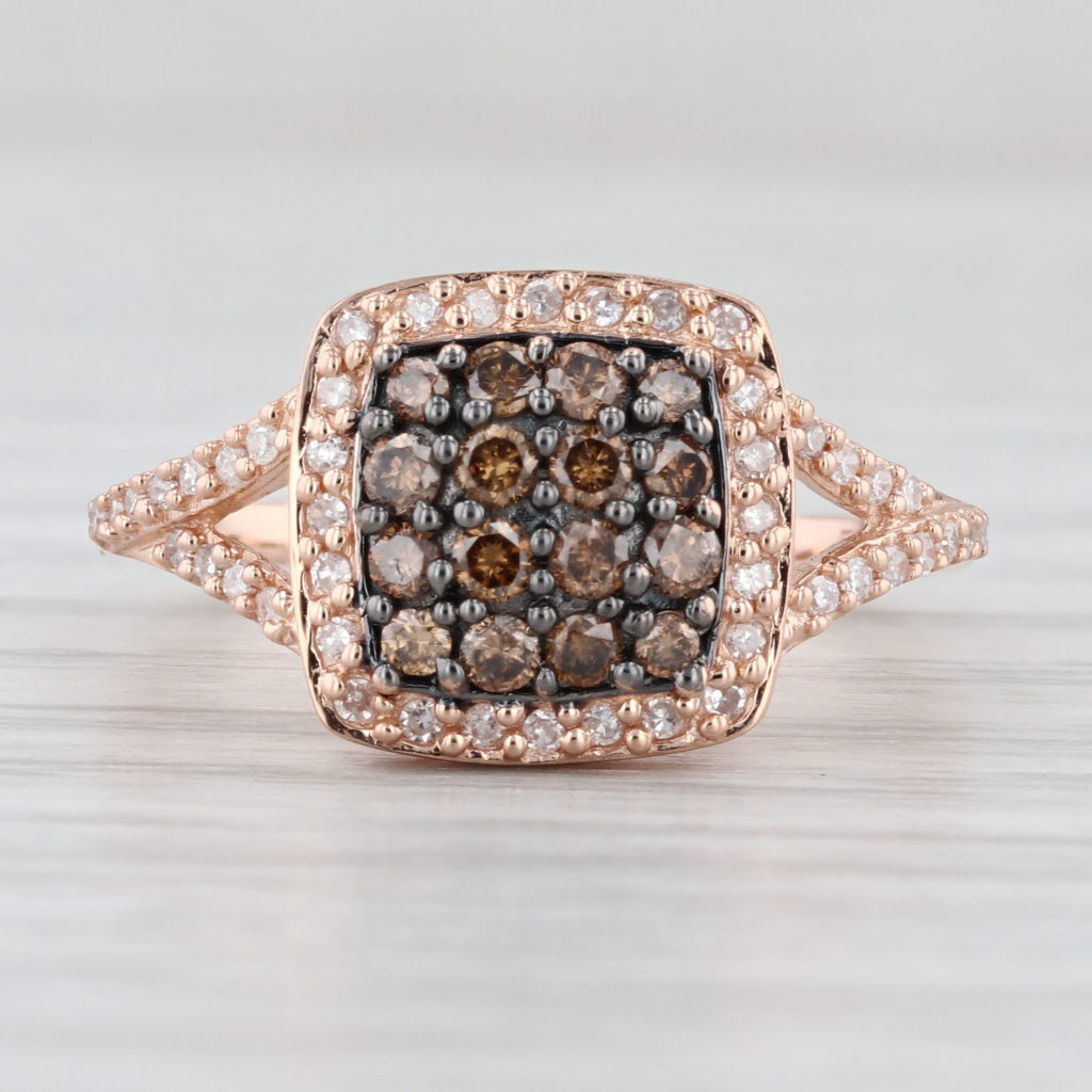 Effy 0.45ctw Champagne Diamond Halo Ring 14k Rose Gold Size 7.25