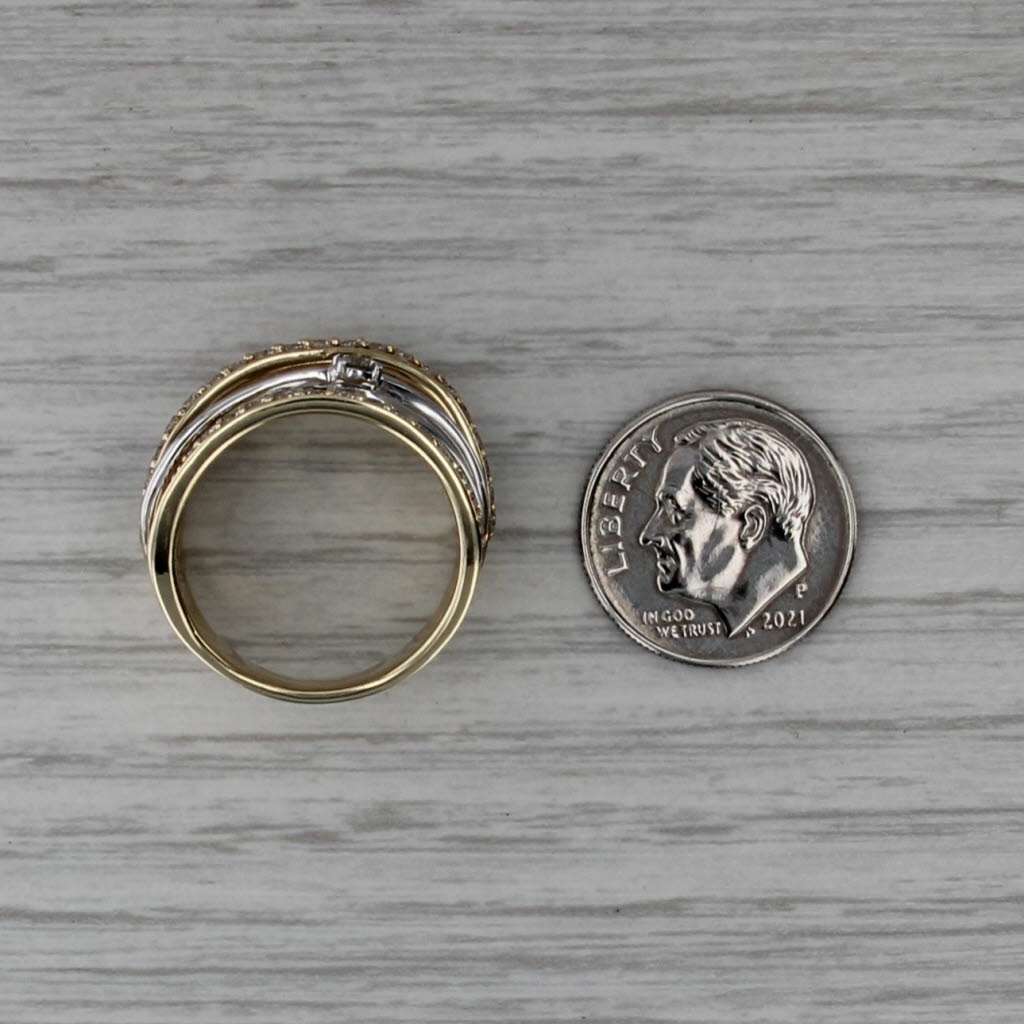 0.90ctw Diamond Multiband Ring 10k White Yellow Gold Size 7 Cocktail