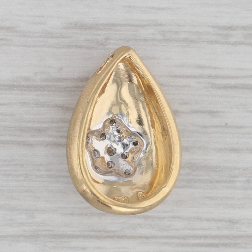 Gray Diamond Flower Teardrop Pendant 18k White Yellow Gold Small Floating Drop
