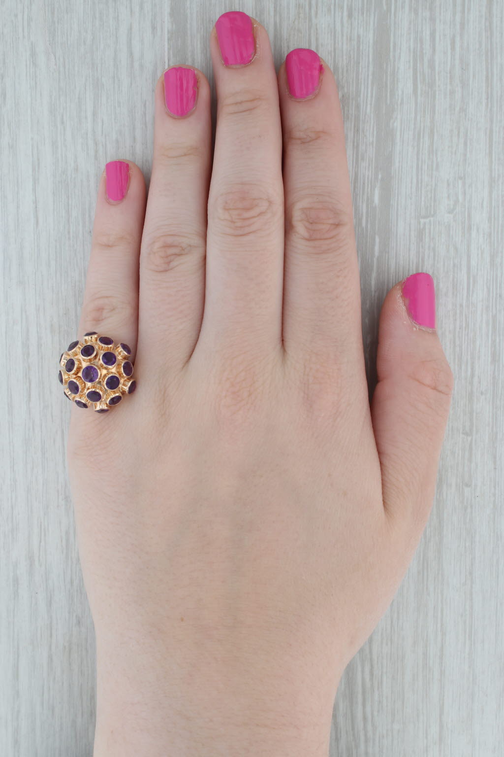 Dark Gray 4.37ctw Amethyst Cluster Sputnik Ring 14k Yellow Gold Size 6.5 Cocktail