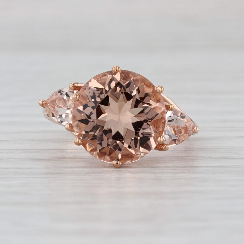 6.60ctw Round Morganite Ring 10k Rose Gold Size 6.25