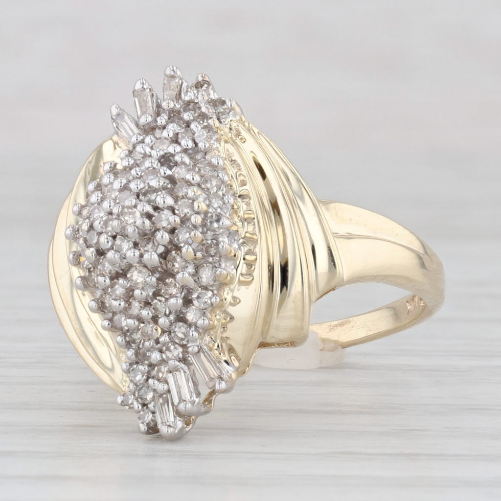 Light Gray 0.35ctw Diamond Cluster Ring 10k Yellow Gold Size 9
