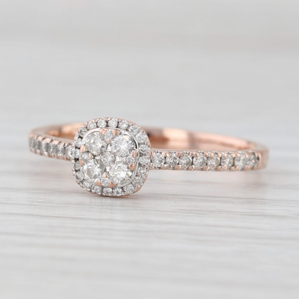 Light Gray 0.33ctw Diamond Halo Engagement Ring 14k Yellow Gold Size 8