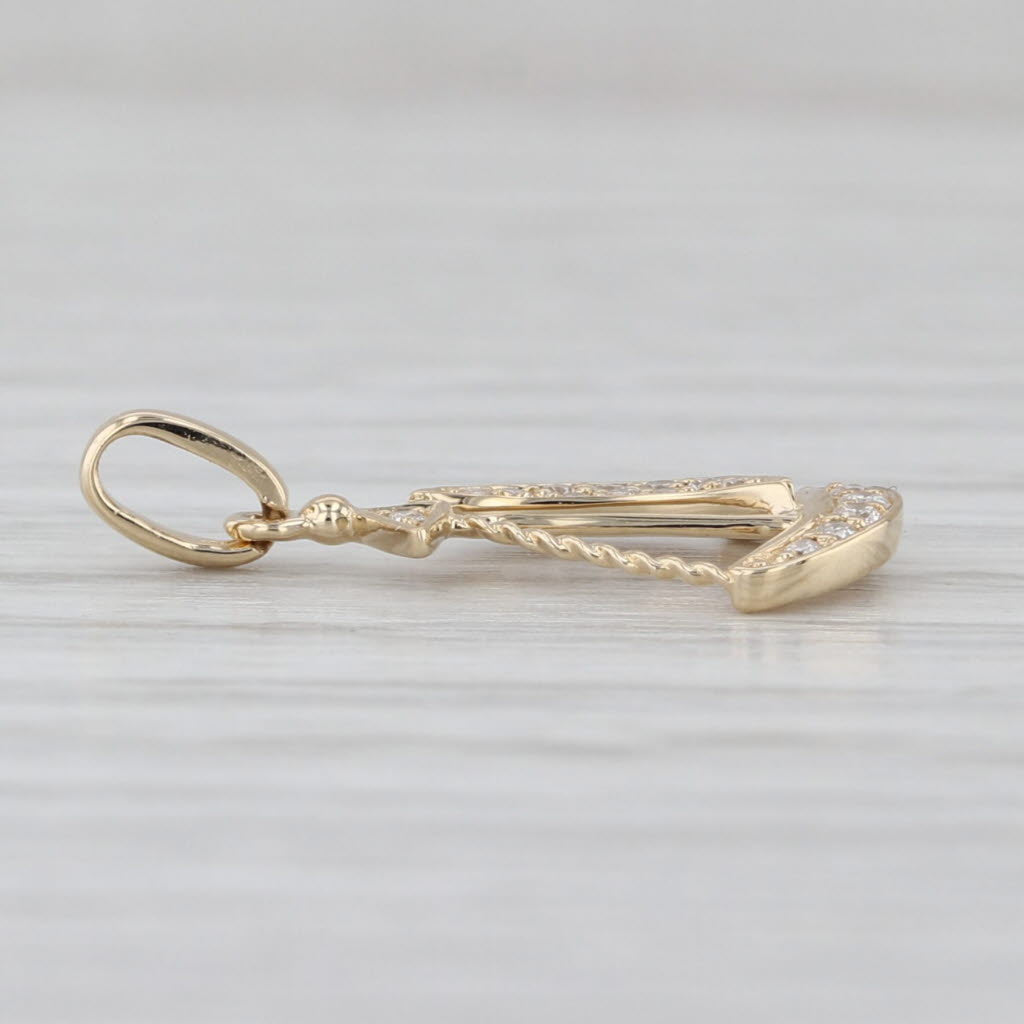 New Diamond Sailboat Charm 14k Yellow Gold Small Nautical Pendant